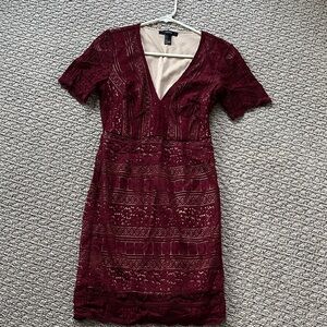Forever 21 Burgundy Lace Mini Dress